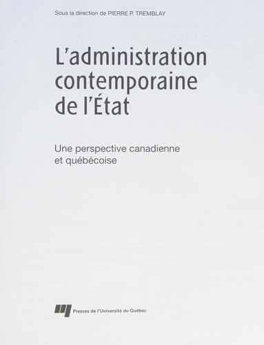 Cover for L'administration contemporaine de l'État