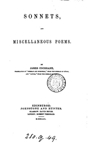 Cover for Sonnets, and miscellaneous poems