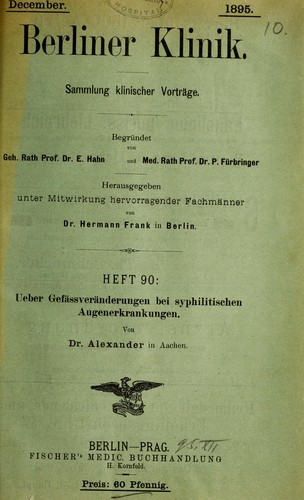Cover for Ueber Gef©Þssver©Þnderungen bei syphilitischen Augenerkrankungen