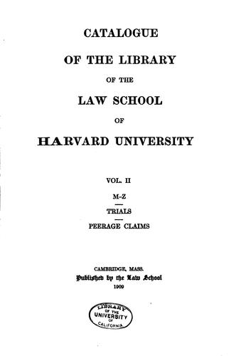 Cover for Catalogue of the library of the Law School of Harvard University.