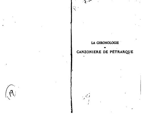 Cover for La chronologie du Canzoniere de Pétrarque