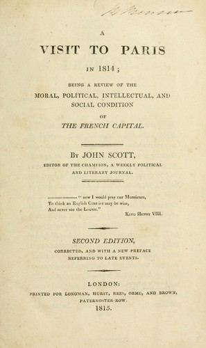 Cover for A visit to Paris in 1814