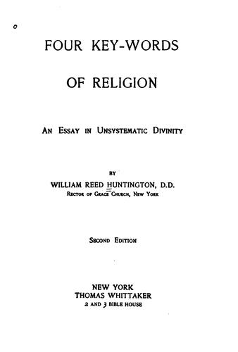 Cover for Four Key-words of Religion: An Essay in Unsystematic Divinity