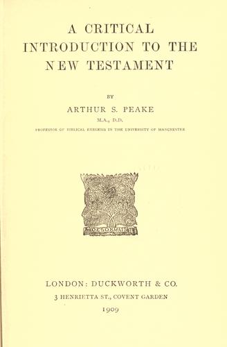 Cover for A critical introduction to the New Testament.
