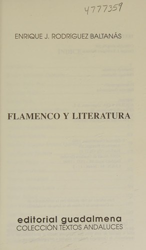 Cover for Flamenco y literatura