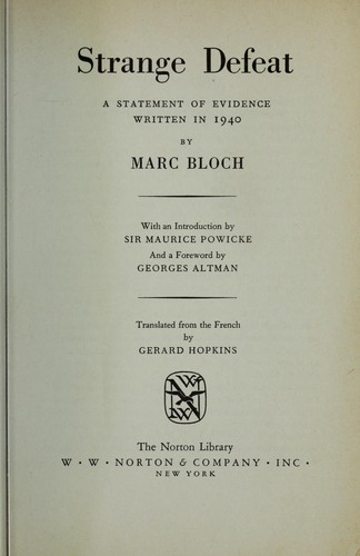 Cover for Strange defeat