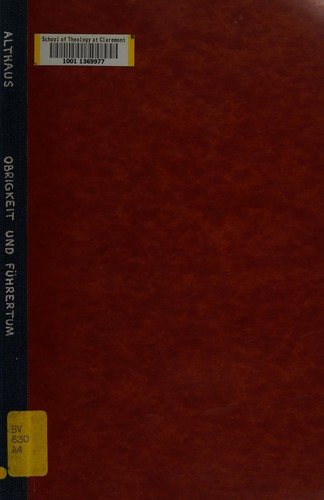 Cover for Obrigkeit und Fuehrertum