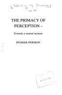 Cover for The primacy of perception