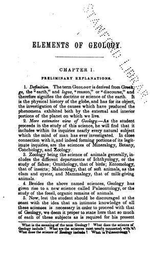 Cover for Elements of Geology: Including Fossil Botany and Palaeontology. A Popular Treatise on the Most ...
