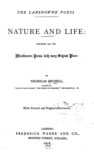 Cover for Nature and Life: Including All the Miscellaneous Poems, with Many Original Pieces