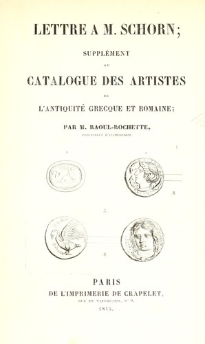 Cover for Lettre à M. Schorn