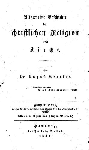 Cover for Allgemeine Geschichte der christlichen Religion und Kirche