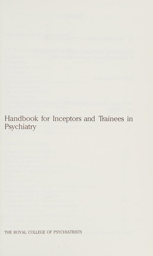 Cover for Handbook for inceptors and trainees in psychiatry.