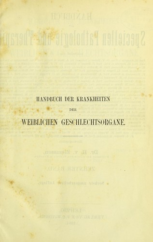 Cover for Handbuch der Krankheiten der weiblichen Geschlechtsorgane