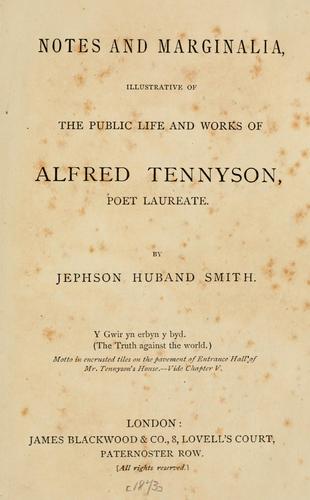 Cover for Notes and marginalia, illustrative of the public life and works of Alfred Tennyson, poet laureate.