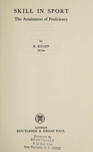 Cover for Skill in sport