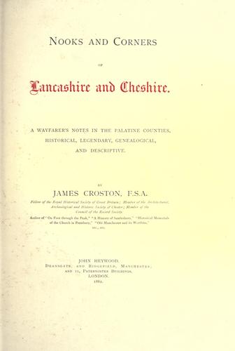 Cover for Nooks and corners of Lancashire and Cheshire