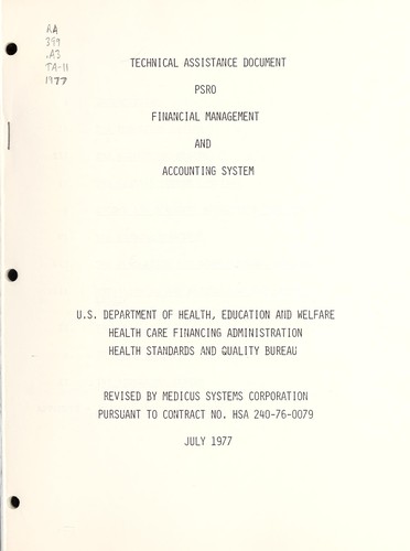 Cover for PSRO financial management and accounting system