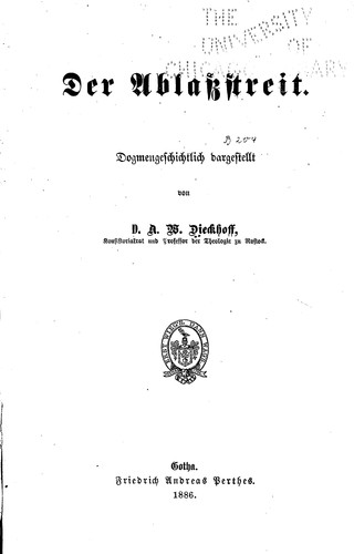 Cover for Der Ablassstreit
