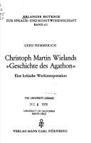 Cover for Christoph Martin Wielands Geschichte des Agathon