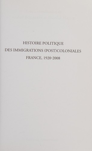 Cover for Histoire politique des immigrations (post)coloniales