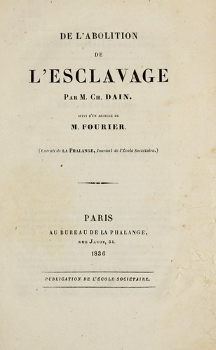 Cover for De l'abolition de l'esclavage