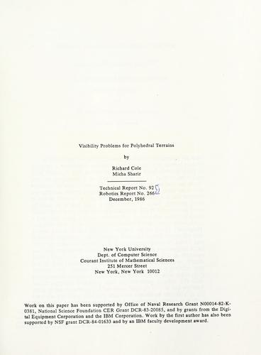 Cover for Visibility problems for polyhedral terrains