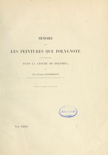 Cover for Mémoire sur les peintures que Polygnote avait exécutées dans la lesché de Delphes