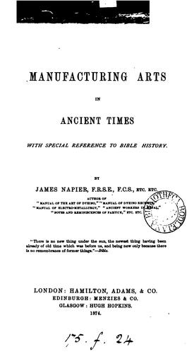 Cover for Manufacturing arts in ancient times