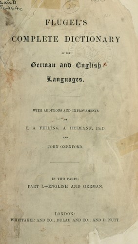 Cover for Complete dictionary of the German and English languages