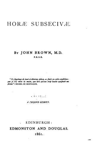 Cover for Horae Subsecivae
