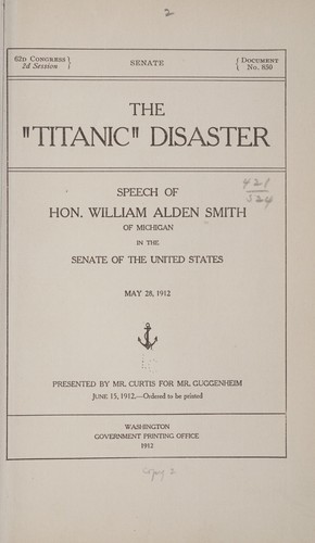 Cover for The "Titanic" disaster