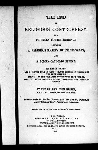 Cover for The end of religious controversy