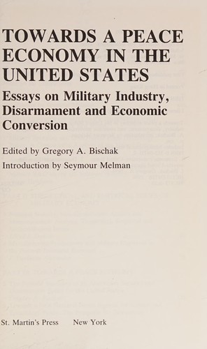 Cover for Towards a Peace Economy in the United States