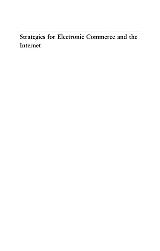 Cover for Strategies for electronic commerce and the Internet