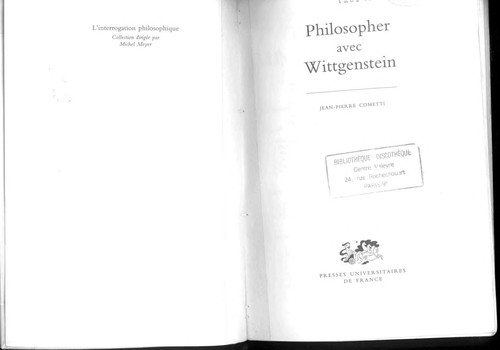 Cover for Philosopher avec Wittgenstein