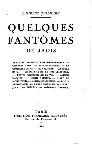 Cover for Quelques fantômes de jadis ...
