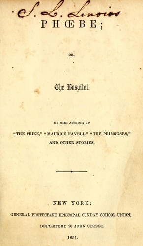 Cover for Phoebe, or, The hospital