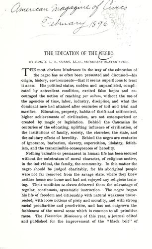 Cover for The education of the Negro