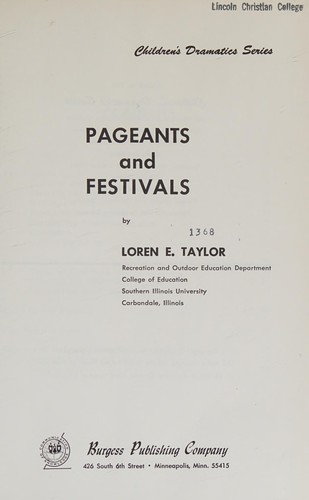 Cover for Pageants and festivals