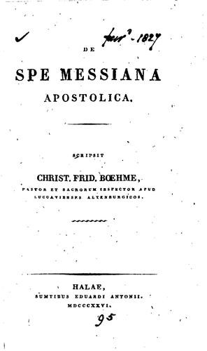 Cover for De spe Messiana apostolica