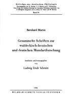 Cover for Gesammelte Schriften zur waldeckisch-hessischen und deutschen Mundartforschung