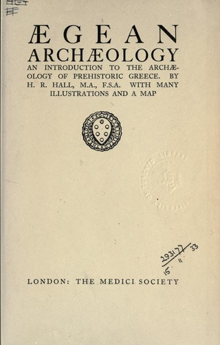 Cover for Ægean archæology