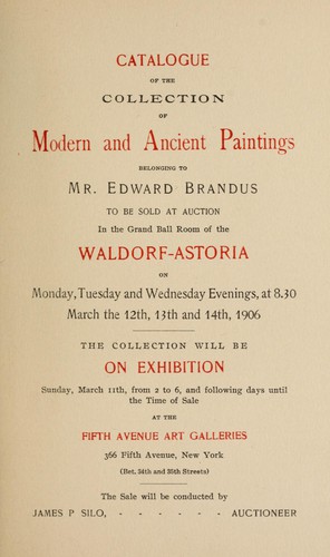 Cover for Catalogue of the collection of modern and ancient paintings belonging to Mr. Edward Brandus