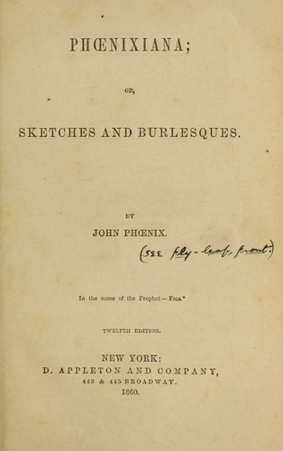 Cover for Phoenixiana; or, Sketches and burlesques