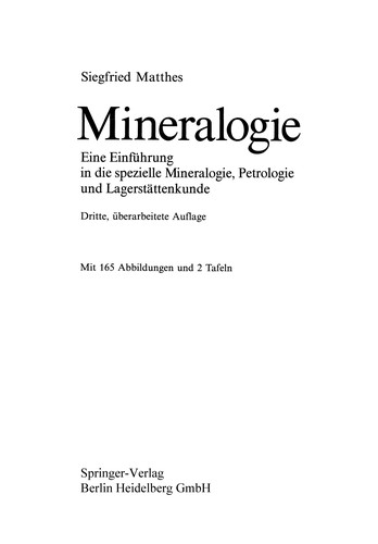 Cover for Mineralogie