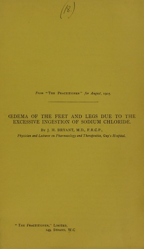Cover for Oedema of the feet and legs due to the excessive ingestion of sodium chloride
