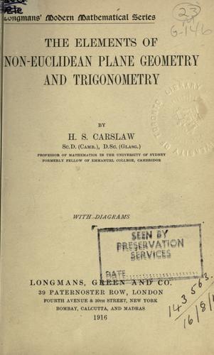 Cover for The elements of non-Euclidean plane geometry and trigonometry.