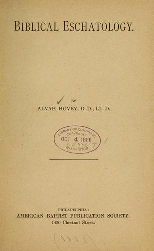 Cover for Biblical eschatology
