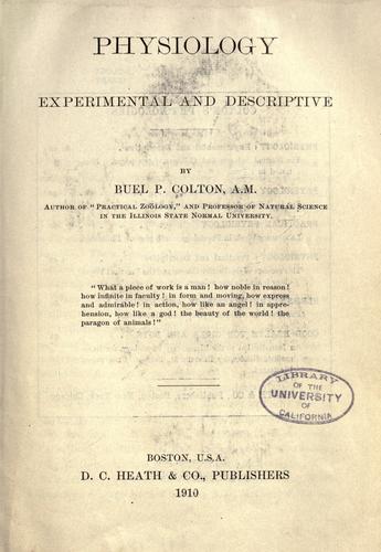 Cover for Physiology, experimental and descriptive